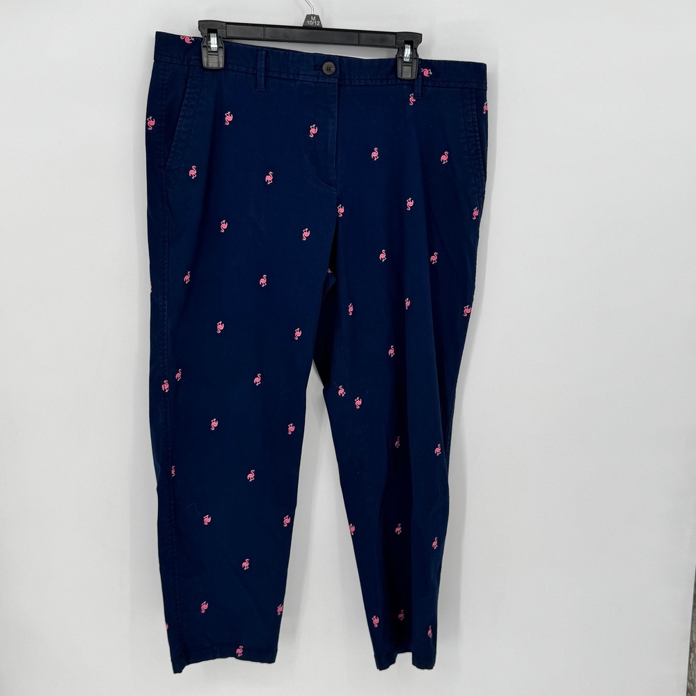 Women's Navy Pants with Pink Embroidery